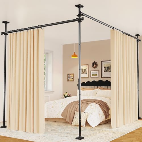 Adjustable Room Divider - No Drill Tension Curtain Rod, 4-10ft