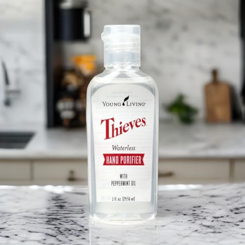 Young Living Thieves Waterless Hand Purifier with Peppermint Oil - Effective cleanser for the Whole Family - Promotes Good Hygiene with Soft Hands - 1oz x 6 Pack