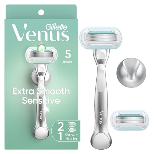 Extra Smooth Sensitive Women's Razor with Metal Handle & Shower Holder