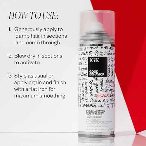 IGK GOOD BEHAVIOR Spirulina Protein Smoothing Spray | Keratin Like Treatment + Frizz Control + Heat Protectant | Vegan + Cruelty Free |