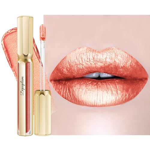 Peach Metallic Liquid Lipstick - Waterproof & Long-Lasting