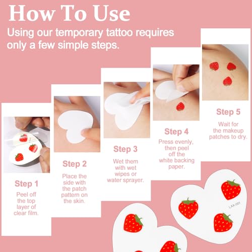 Boko Strawberry Speckles Temporary Tattoos, 6-Pack Waterproof Face Makeup
