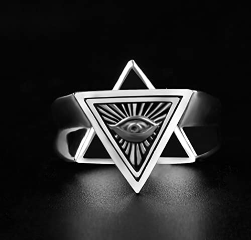 All Seeing Eye Ring Adjustable Silver Vintage Men Women