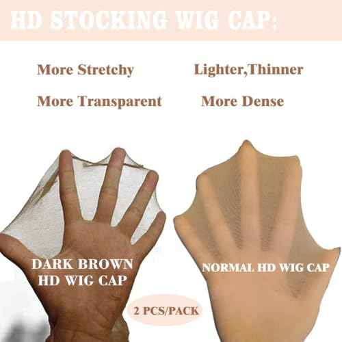 10 Pcs Dark Brown Transparent HD Wig Cap, Thin Nylon Cap for Women, Suitable for Parties, Weddings, Graduations, Cosplay, Halloween