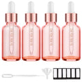 PrettyCare 4 Pack 1oz Rose Glass Dropper Bottles Essential Oils
