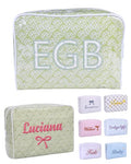 Personalized Embroidered Striped PVC Makeup Bag - Waterproof