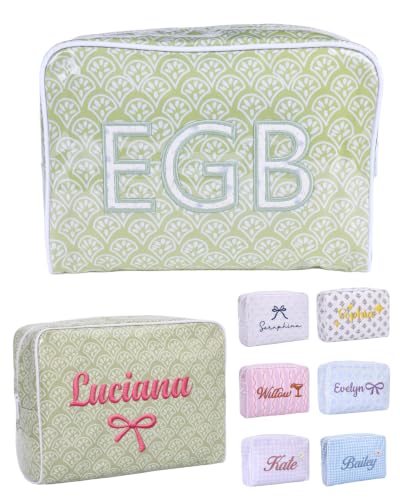 Personalized Embroidered Striped PVC Makeup Bag - Waterproof