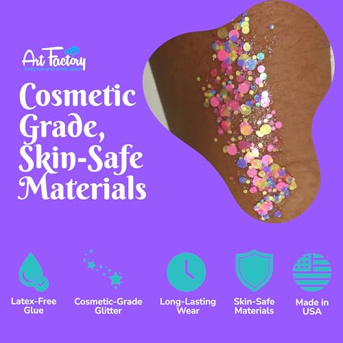 Art Factory UV Reactive Body Glitter Gel - Pearl Pastel for Face, Hair & Body