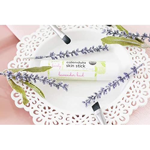 Green + Lovely Calendula Skin Stick Organic Lotion Sticks Moisturizing Balm Ointment Salve Multipurpose Hand Cream Body Bar, 0.5 oz, Lavender Bud (1 Tube)