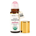 Organic Castor Oil Roll-On with Rose Quartz - 1.7 oz Cold Pressed, Hexane-Free for Skin & Body