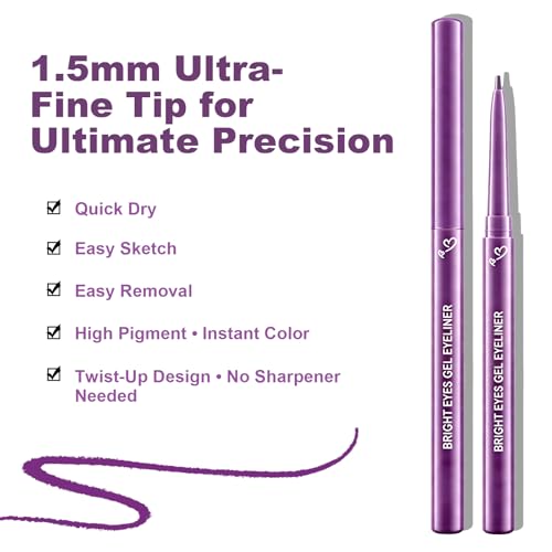 Black Waterproof Gel Eyeliner Pencil for Mature Eyes, Retractable & Smudge-Proof