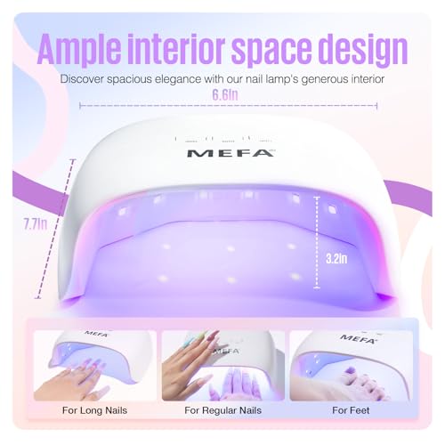 MEFA UV Nail Lamp with Gel Base and Top Coat, 72W UV Light for Gel Nails with 21pcs Lamp Beads, 3 Times UV Lamp for Gel Polish Fast Curing, LED Nail Lamp with Gel Top Coat Professional UV Light