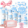 Kids & Teens Milk Skin Care Set - 12 Pieces Gentle Moisturizing Face & Body