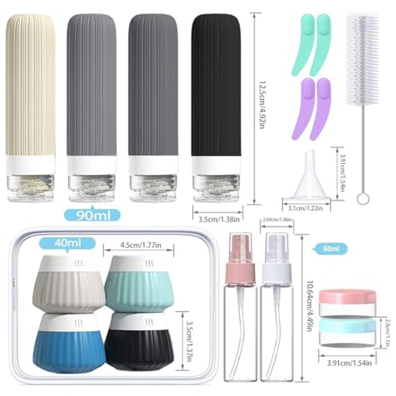 18-Pack Travel Bottles TSA Approved Silicone Containers Set