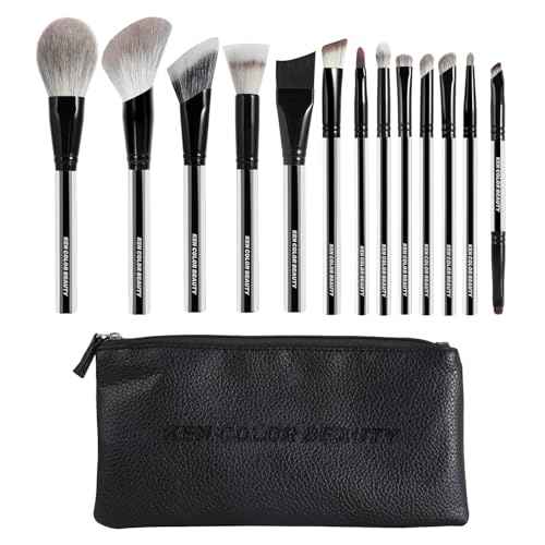KENCOLOR Premium 13-Piece Makeup Brush Set with PU Travel Pouch ? High-End Acrylic Handle, Soft Synthetic & Natural Bristles, Dense & Non-Absorbent, for Flawless Application