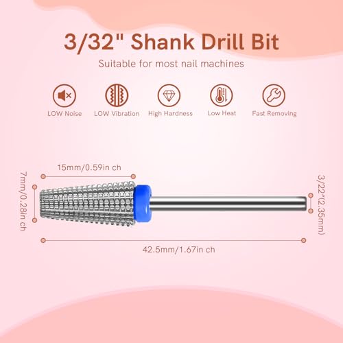 5 in 1 Medium Grit Tungsten Nail Drill Bit for Nail Drill Machine
