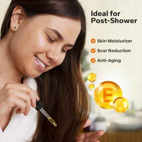 Organic Vitamin E Oil (4.05 Fl Oz), 50,000 IU Face and Body Moisturizer with Almond, Jojoba, and Rosehip Oils, Skincare & Face Moisturizer for Healthy Radiant Skin