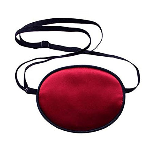 Soft Comfortable Silk Pirate Eye Patch for Adults Lazy Eye Amblyopia Strabismus Deep Red