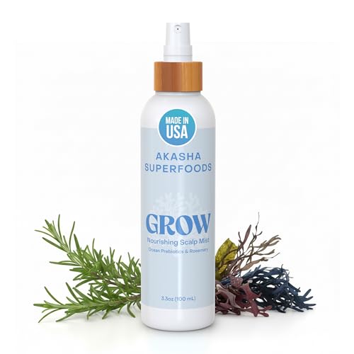 Akasha Superfoods Grow Scalp Mist, Ocean Prebiotics & Rosemary, 3.3oz