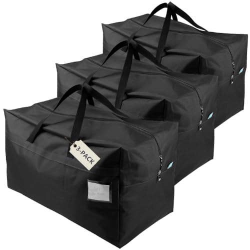 iwill CREATE PRO Pack of 3, 100L Large Size Ornament Festival Decoration Items Storage Bags, Good for Christmas Trees, Lights, Balls, Gift Wrapping etc.. Black