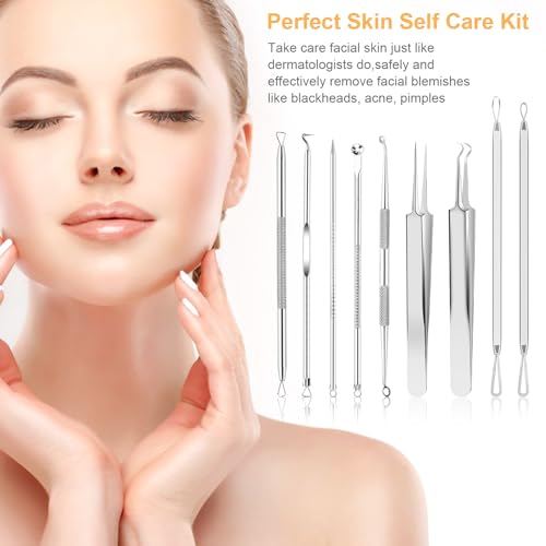 UUBAAR Blackhead Remover Kit, 9 Pimple Popper Tools with Tweezers