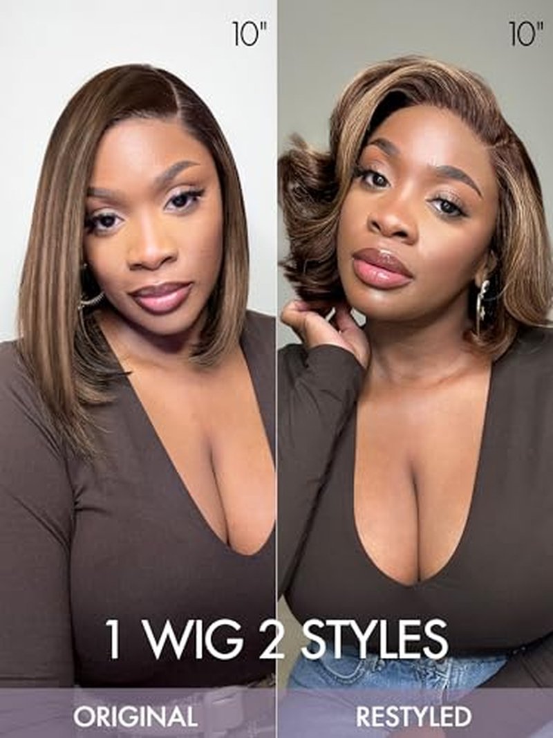 LUVME HAIR 10-Inch Bob Wig - 100% Human Hair, Glueless Lace Front