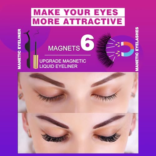 Royaomis Magnetic Eyelashes 10 Pairs with Eyeliner & Applicator
