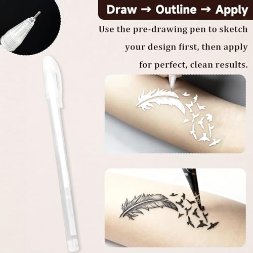 Temporary Tattoo Kit with 3 Pastes & 100 Stencils – Waterproof Body Art