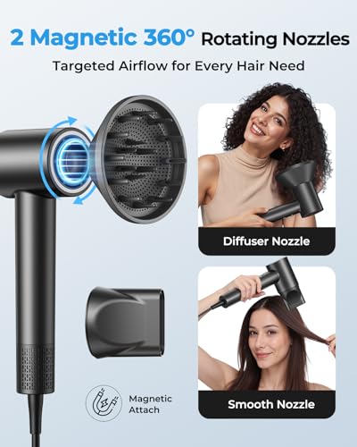 High-Speed Ionic Hair Dryer with 160,000 RPM Motor & Diffuser