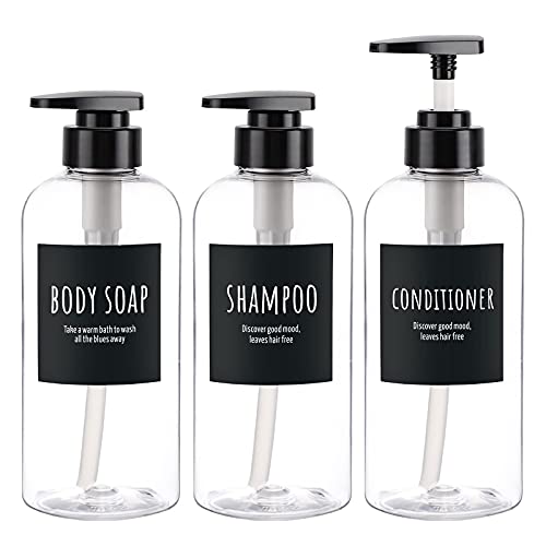 6 Pack Shampoo and Conditioner Bottles, Segbeauty 16.9oz & 10.1oz Refillable Shampoo Bottle for Shower, Shower Bottles Refillable, Large Empty Plastic Bathroom Soap Lotion Shampoo Dispenser Clear
