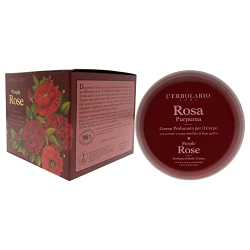 L'Erbolario Perfumed Body Cream ? Moisturizing Body Butter for Dry Skin ? Invigorating and Softening Skin Care with Gallic Rose ? Purple Rose - 6.7 oz