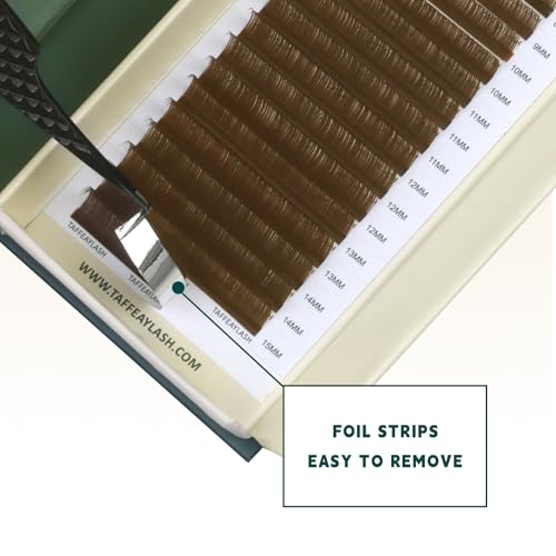 Colored Lash Extensions 0.03/0.05/0.07/0.15 Individual Cashmere Eyelash Extension 8-15mm Mixed Length Tray C/D/CC Curl-16 Rows,Professional Supplies for Lash Techs(Light Brown 0.03 CC 8-15mm)
