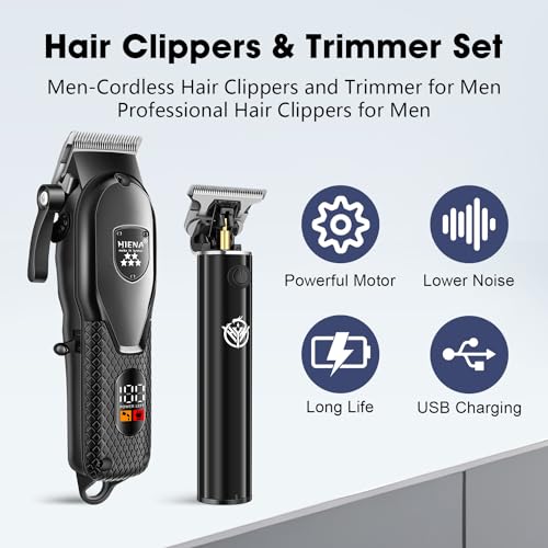 HIENA PRO Professional Hair Clippers Set for Men - Cordless & Rechargeable