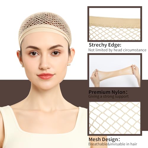 Fandamei Wig Cap 2 Pack - Mesh Hair Net for Long Hair