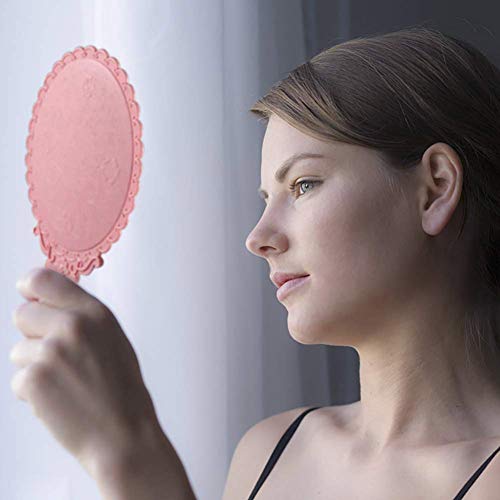 Handheld Mirror with Handle, 10in Vintage Compact Makeup Mirror