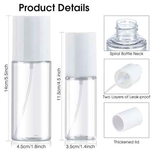 Boenoea Small Spray Bottle 1.7oz/50ml Travel Spray Bottles Plastic Portable Refillable Empty Bottles for Outgoing - Leak Proof - 2 Pack Clear
