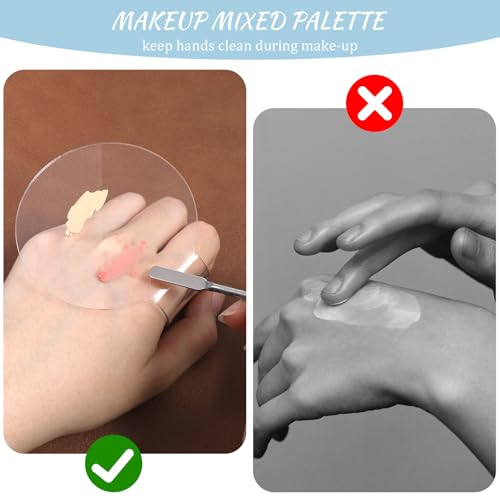 Ezymivs Acrylic Makeup Mixing Palette with Spatula - Cosmetic Foundation & Eye Shadow Tool
