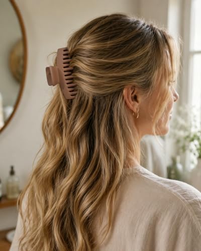 Mesovor 4 Pack 3.5" Double Row Claw Clips for Thin Hair