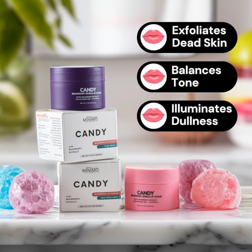 Minimo Candy Lip Exfoliator Scrub & Moisturizer - Lip Scrubber Exfoliator- Lip Brightening For Dark Lips Smoker| Removes Dead Skin from Dry Chapped Lips - Nourishes & Hydrates(1 oz) Juicy Watermelon