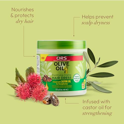 ORS Olive Oil Hold & Shine Wrap Set Mousse Infused with Coconut Oil - Fortifying Creme Hairdress infused with Castor Oil- Coconut Oil Hair and Scalp Hairdress - Bundle
