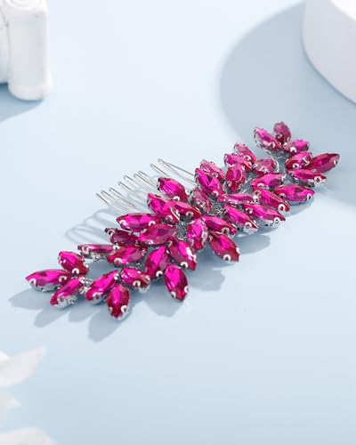 Hot Pink Rhinestone Hair Comb for Women – Wedding & Bridal