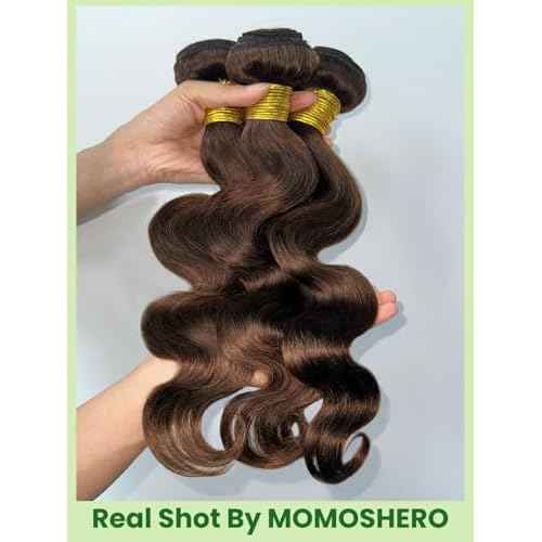 Chocolate Brown Body Wave Single Bundle Human Hair 22 Inch, 12A Soft Glossy 100% Unprocessed Remy Virgin Hair 1 Bundle Wavy Classy Colored #4 Dark Medium Brown Weaves Sew In Extension