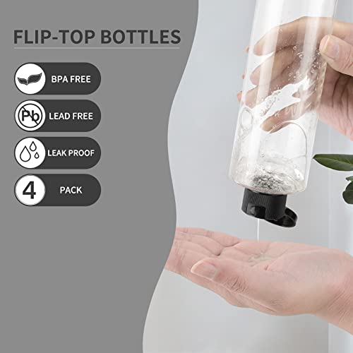 LISAPACK 8.3oz Travel Bottles with Flip Caps - 4 Pack
