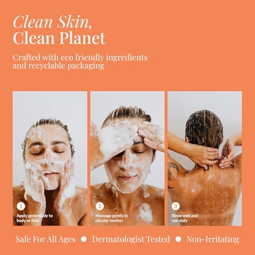 Refreshing Citrus Bath & Body Wash, 8 oz ? Hypoallergenic, Vegan with Glycerin & Prebiotics Gentle, pH-Balanced Cleanser for Dry & Delicate Skin (8 oz)