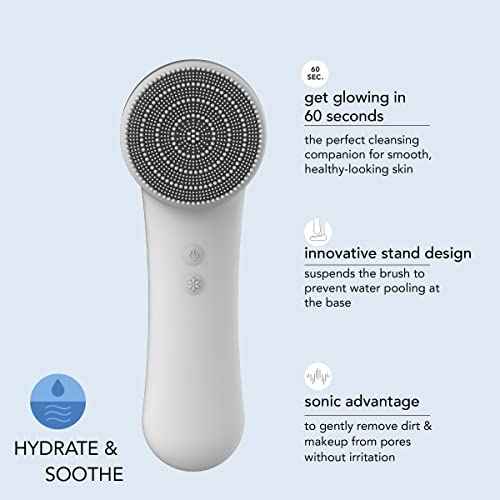 skn by conair Cryotherapy Advanced Facial Cleansing Brush, Featuring Ultra-Hygienic Silicone Brush Head and Cool Plate to Help Soothe Inflammation and Reduce Puffiness