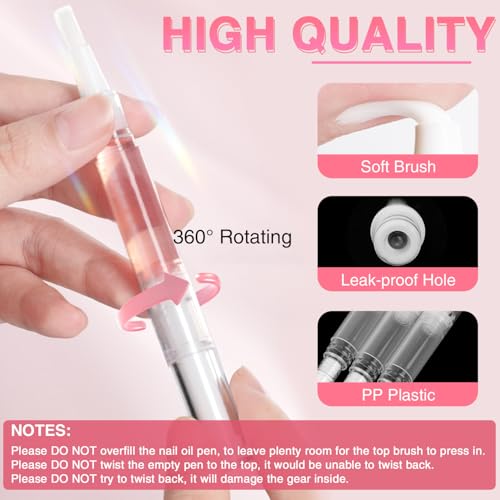100 Pack 3ml Empty Cuticle Oil Pens - Transparent Twist Brush Applicators