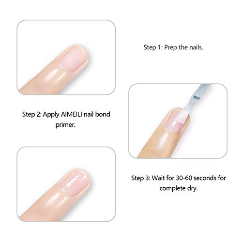 AIMEILI No Wipe Top Coat, Base Coat, Nail Primer, and No Wipe Matte Top Coat Set