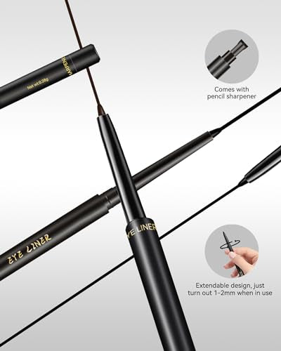 Waterproof Gel Eyeliner Pencil Set - Black Brown