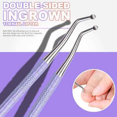Teenitor Upgraded Ingrown Toenail File and Lifters, Pedicure Tools for Feet, Professional Ingrown Toenail Tool Ingrown Toenail Removal Kit, Purple
