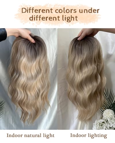 16 Inch Hair Topper for Thinning Hair - Ombre Blonde